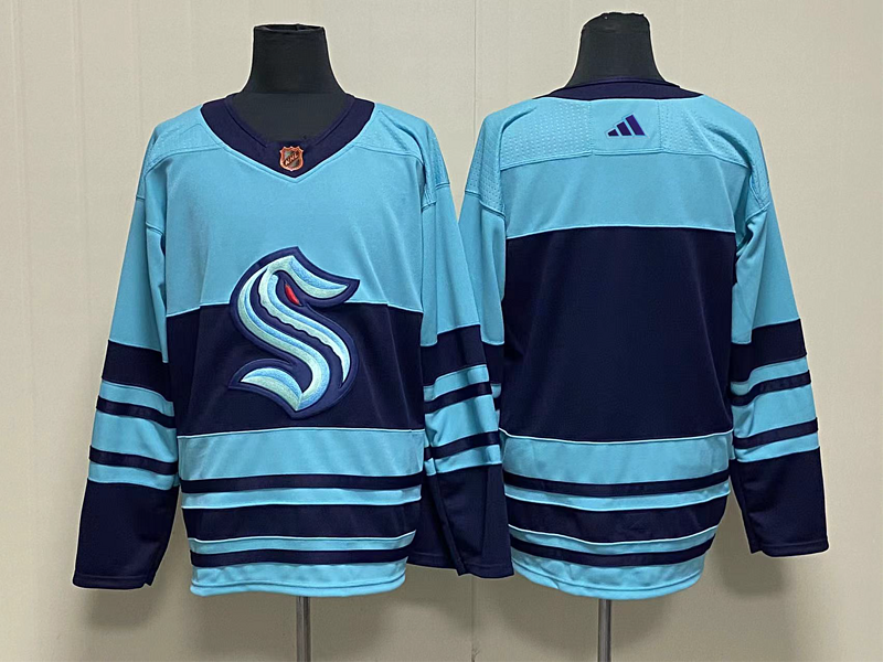 Men's Seattle Kraken Blue Blank Jersey